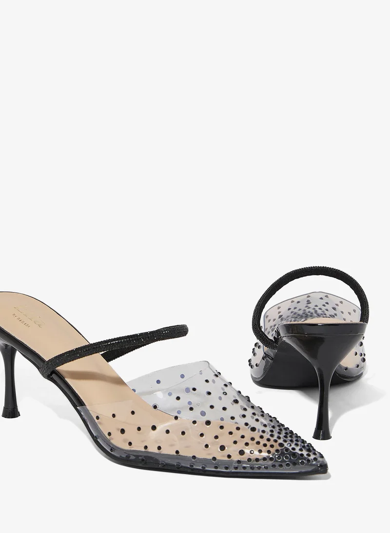 Ella Limited Edition Diamante Clear Pointy Mid Heel Pump