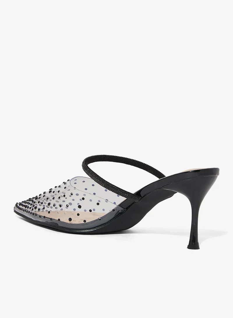 Ella Limited Edition Diamante Clear Pointy Mid Heel Pump