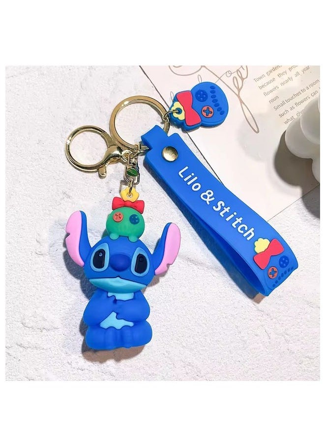Generic - Cute Stitch Silica Gel Keychains Cartoon Lilo & Stitch Anime Keyholder Disney Pendant Keyrings for Bag/Phone/Car keys/ Hanging Gifts(Style 4) - Image 1