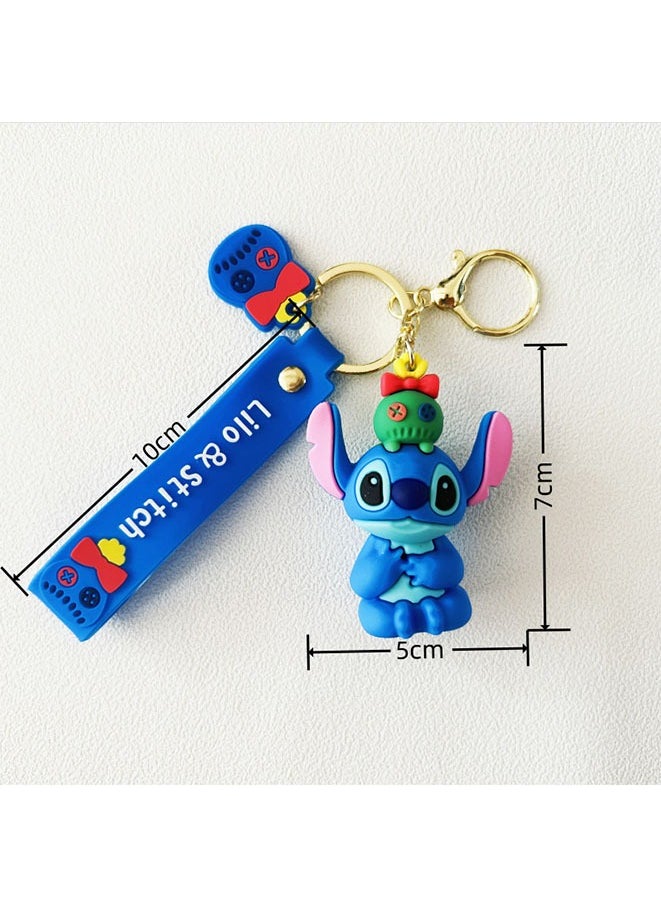Generic - Cute Stitch Silica Gel Keychains Cartoon Lilo & Stitch Anime Keyholder Disney Pendant Keyrings for Bag/Phone/Car keys/ Hanging Gifts(Style 4) - Image 1