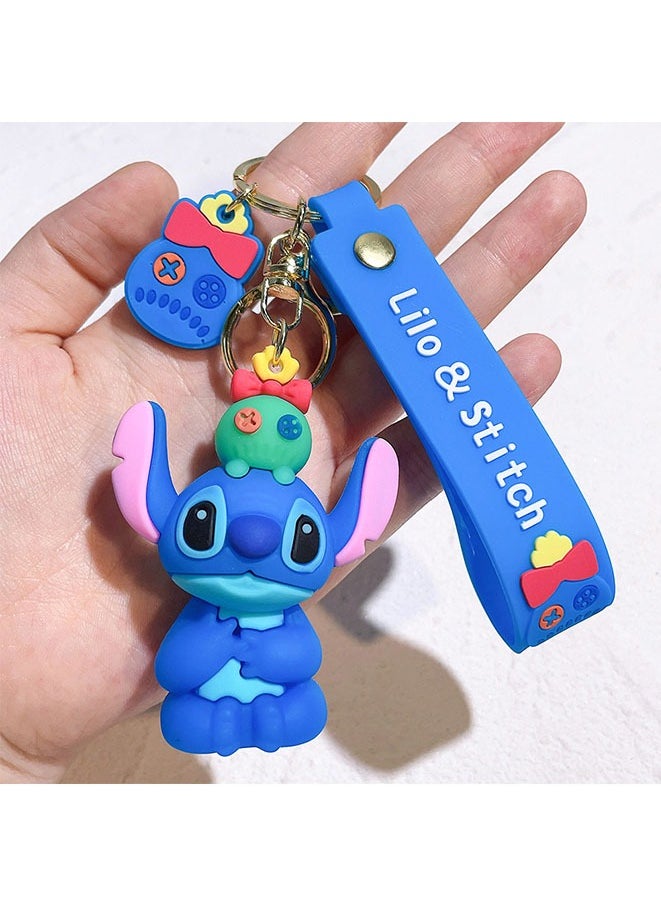 Generic - Cute Stitch Silica Gel Keychains Cartoon Lilo & Stitch Anime Keyholder Disney Pendant Keyrings for Bag/Phone/Car keys/ Hanging Gifts(Style 4) - Image 1