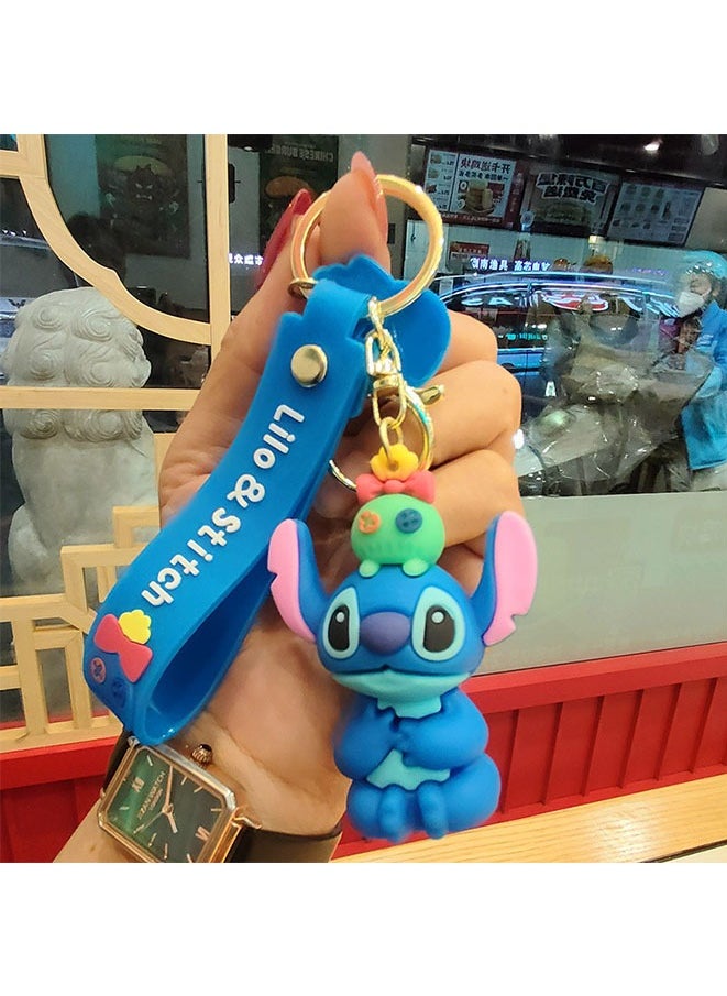 Generic - Cute Stitch Silica Gel Keychains Cartoon Lilo & Stitch Anime Keyholder Disney Pendant Keyrings for Bag/Phone/Car keys/ Hanging Gifts(Style 4) - Image 1