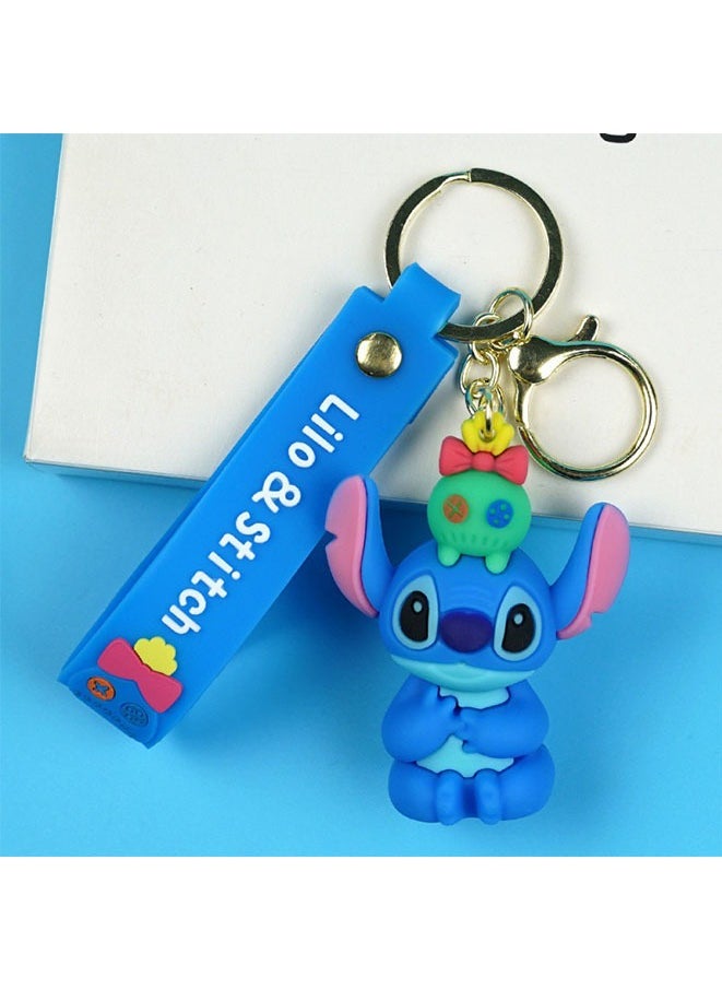 Generic - Cute Stitch Silica Gel Keychains Cartoon Lilo & Stitch Anime Keyholder Disney Pendant Keyrings for Bag/Phone/Car keys/ Hanging Gifts(Style 4) - Image 1