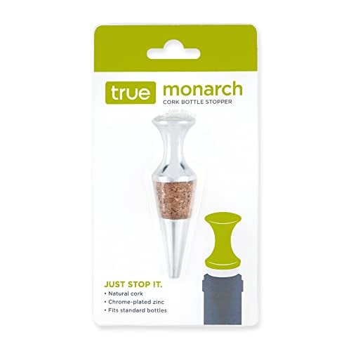 True سدادات زجاجات النبيذ من True Monarch، سدادات زجاجات النبيذ، سدادات نبيذ قابلة لإعادة الاستخدام، سبائك الزنك مع الفلين الطبيعي، مجموعة من 1 - Image 4