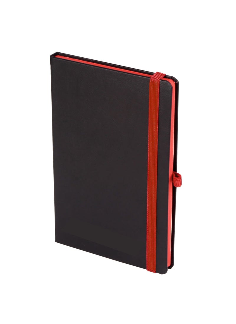 HSN Undated Leather Notebook Red Edge 