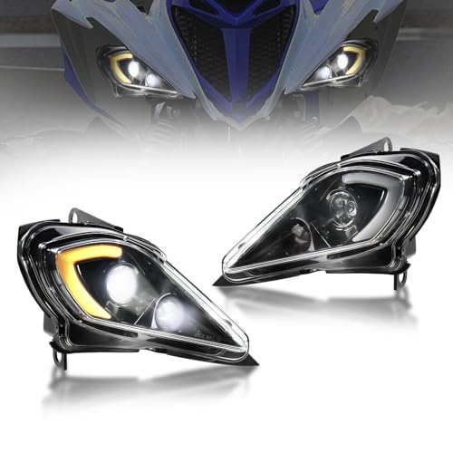 Fancemot LED Headlights DRL Compatible with Yamaha Raptor 250 350 700 20042026 Turn Signal Lights for YFZ 450 450R 450X 20042026 High Low Beam Lights for Wolverine 350 450 20062010 - Image 1