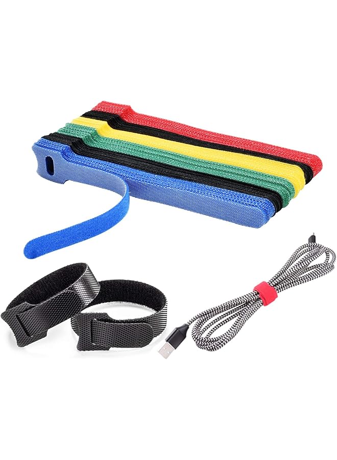 promass 60PCS Fastening Cable Ties Reusable, Premium 6-Inch Adjustable Cord Ties, Microfiber Cloth Cable Management Straps Hook Loop Cord Organizer Wire Ties Reusable (Assorted Colors)