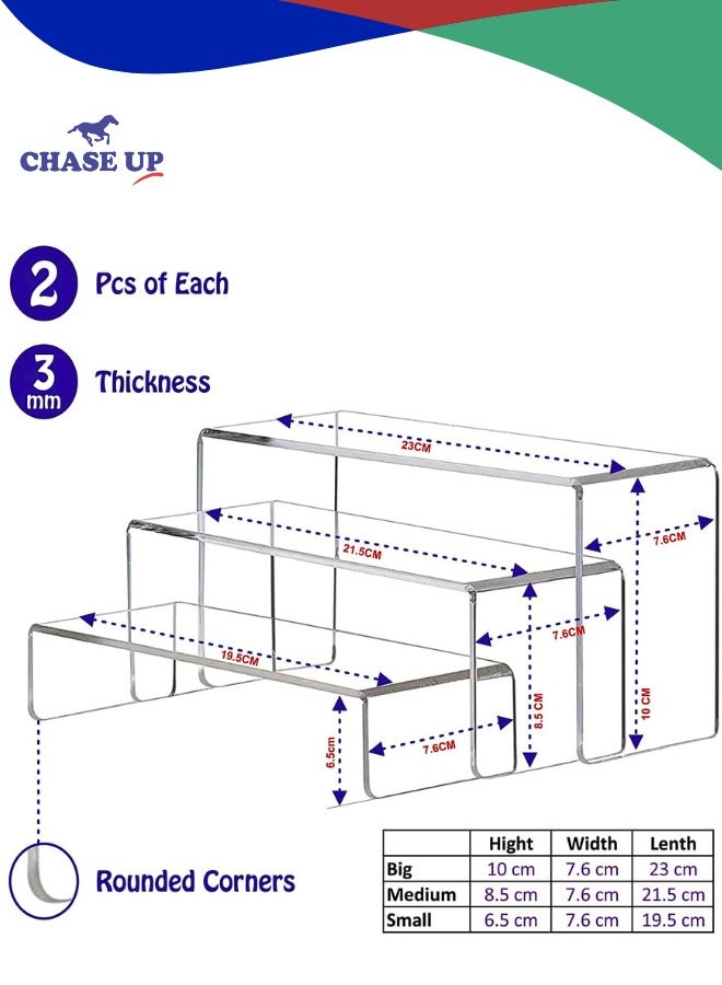 تشيس اب 6 قطع من حاملات عرض الأكريليك الشفافة، حاملات الحلويات والكب كيك، حاملات الأحذية، منظم عرض مستحضرات التجميل، حاملات العرض للحفلات والمناسبات - Image 2