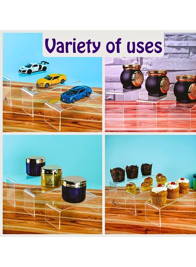 تشيس اب 6 قطع من حاملات عرض الأكريليك الشفافة، حاملات الحلويات والكب كيك، حاملات الأحذية، منظم عرض مستحضرات التجميل، حاملات العرض للحفلات والمناسبات - Image 3