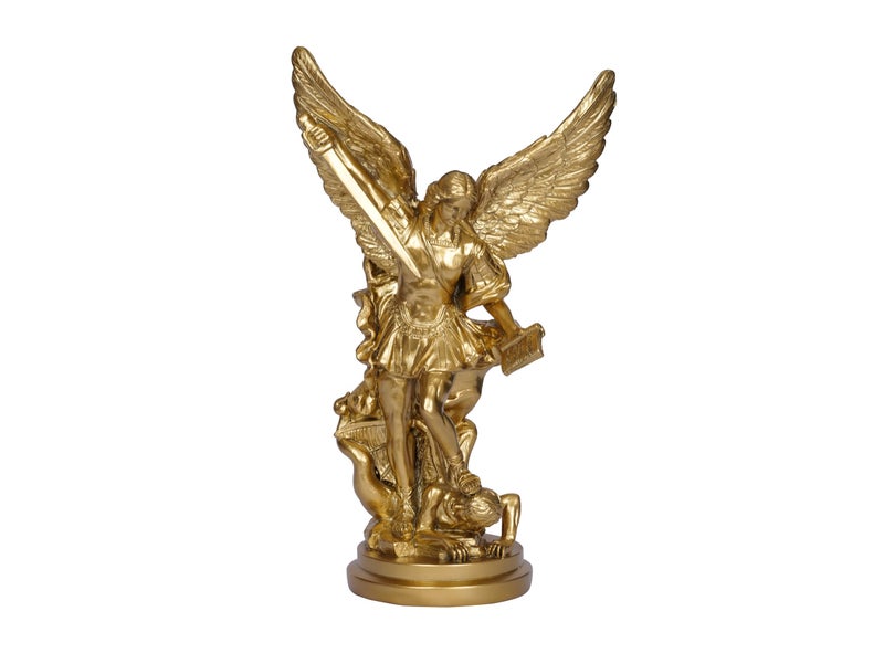 Dlfghos St Michael Statue San St Miguel Arcangel Statue 122in Archangel Michael Statue Saint Michael Statue St Michael the Archangel Resin Angel Sculpture Arcangel San Miguel Collection Religions Figurines - Image 2