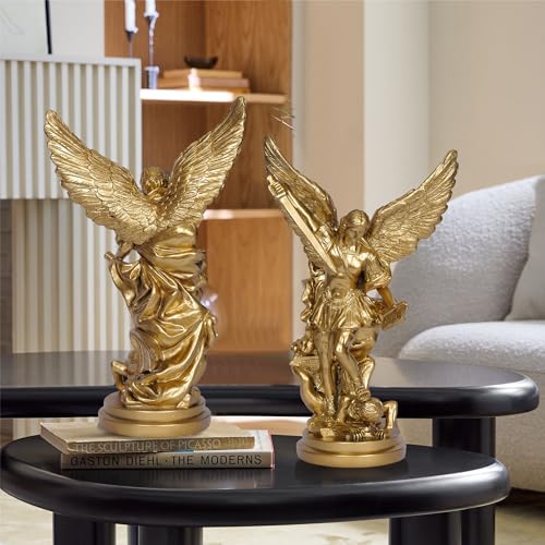 Dlfghos St Michael Statue San St Miguel Arcangel Statue 122in Archangel Michael Statue Saint Michael Statue St Michael the Archangel Resin Angel Sculpture Arcangel San Miguel Collection Religions Figurines - Image 3