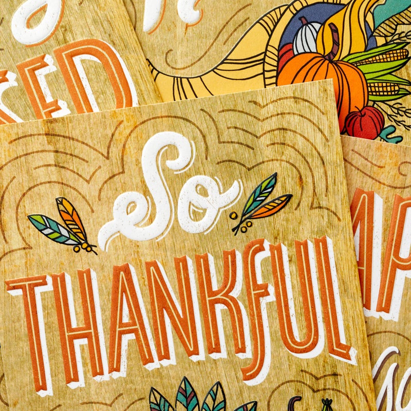 Hallmark Thanksgiving Cards Assortment  Rustic Wood Grain Designs (16 Assorted Cards with Envelopes) - Image 5
