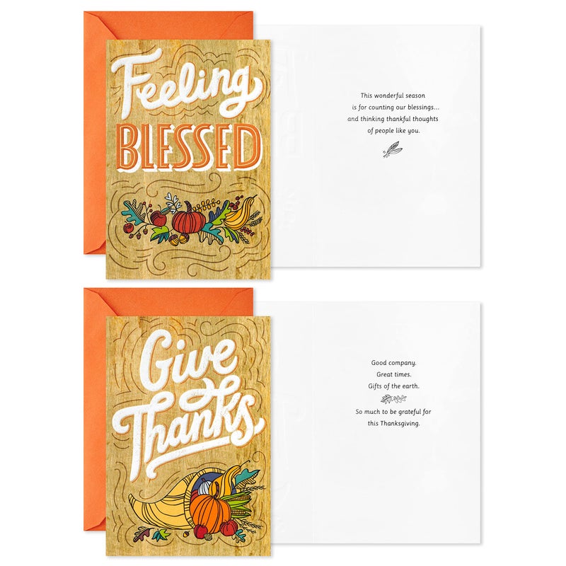 Hallmark Thanksgiving Cards Assortment  Rustic Wood Grain Designs (16 Assorted Cards with Envelopes) - Image 3