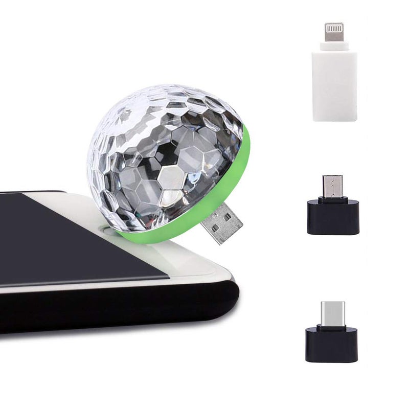 USB Party Lights Mini Disco BallLed Small Magic Ball Sound Control DJ Stage Light Colorful Strobe RGB Lamp for ChristmasBrithdayWeddingClubKaraoke DecorationsSuitable for Mobile Phones 1 pc