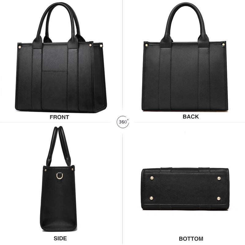 COCIFER The Tote Bag Crossbody Purses for Women Shoulder Bag Handbags PU Leather Top Handle Bags with zipper (Black) - Image 4