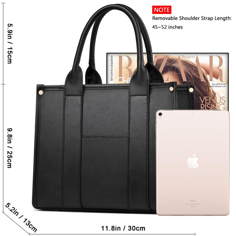 COCIFER The Tote Bag Crossbody Purses for Women Shoulder Bag Handbags PU Leather Top Handle Bags with zipper (Black) - Image 5
