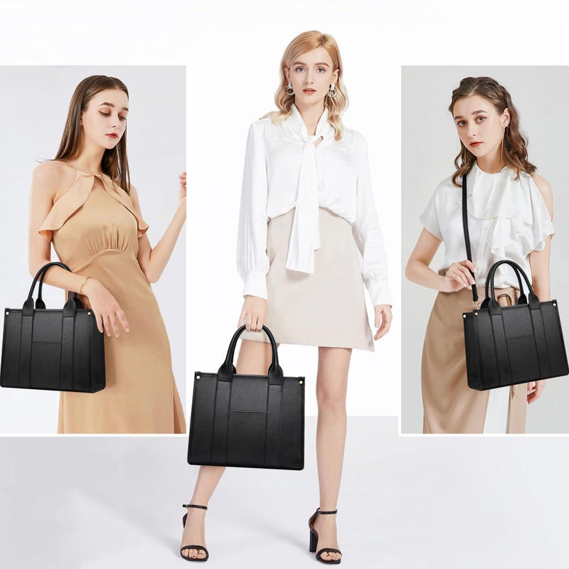 COCIFER The Tote Bag Crossbody Purses for Women Shoulder Bag Handbags PU Leather Top Handle Bags with zipper (Black) - Image 3
