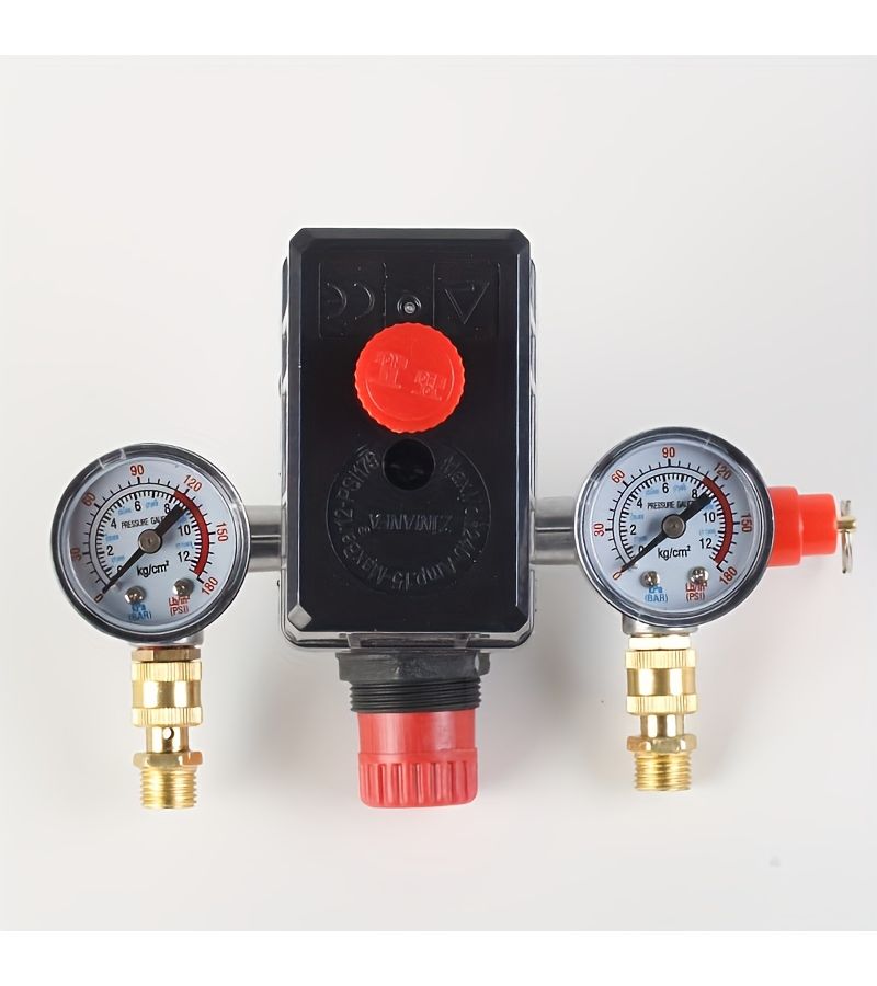 7pcs Air Compressor Pressure Switch Manifold Regulator Kit With Connectors - Image 3
