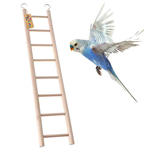 Western Era 8 Stairs Fun Natural Wooden Ladder Toy - Train and Entertain Your Feathered Friends,Perfect for Birds, Engage Your Birds in Playful Climbing (38cm) - Image 1