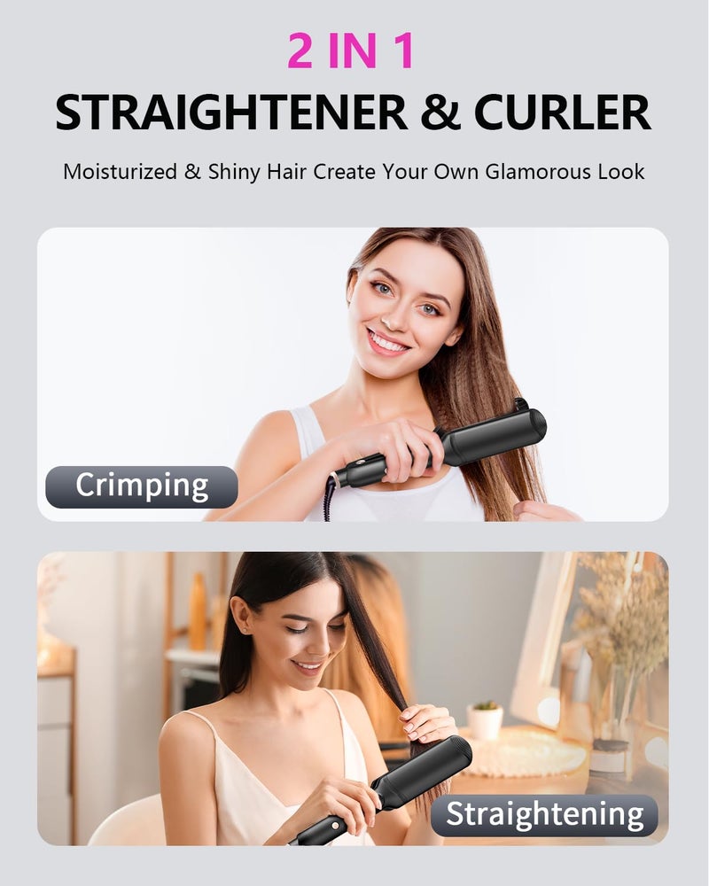 YGOVVK Hair Crimper Waver  Professional Hair Straightener Beach Waves Curling With 4 Interchangeable Ceramic Plates | Auto Temp Control For All Hair Types | Quick Heat Wide Plate Styling Tool & Straightener - Image 5
