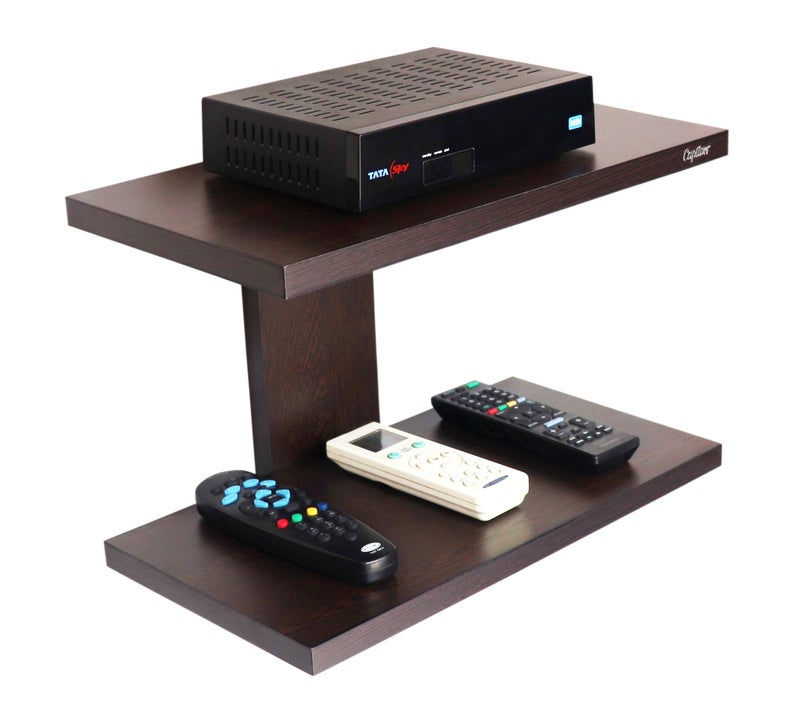 Captiver Engineered Wood Wall Mounted Set Top Box Stand Holder Shelf (Tier 2, Wenge) Living Room Shelves Keeping Wi-fi Sttop Antique Display Office Bedroom Kitchen Racks Storage - Image 1