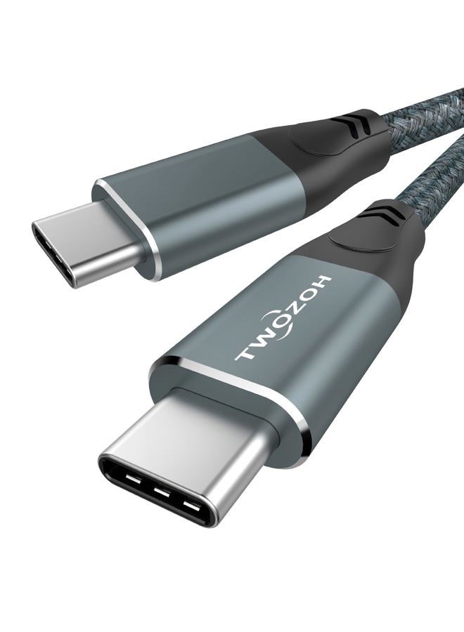 Twozoh USB C to USB C 3.2 Gen 2 Cable 20Gbps Data Transfer 100W PD Fast Charging 4K Video Output Monitor Lead (0.5M, Grey) - Image 1