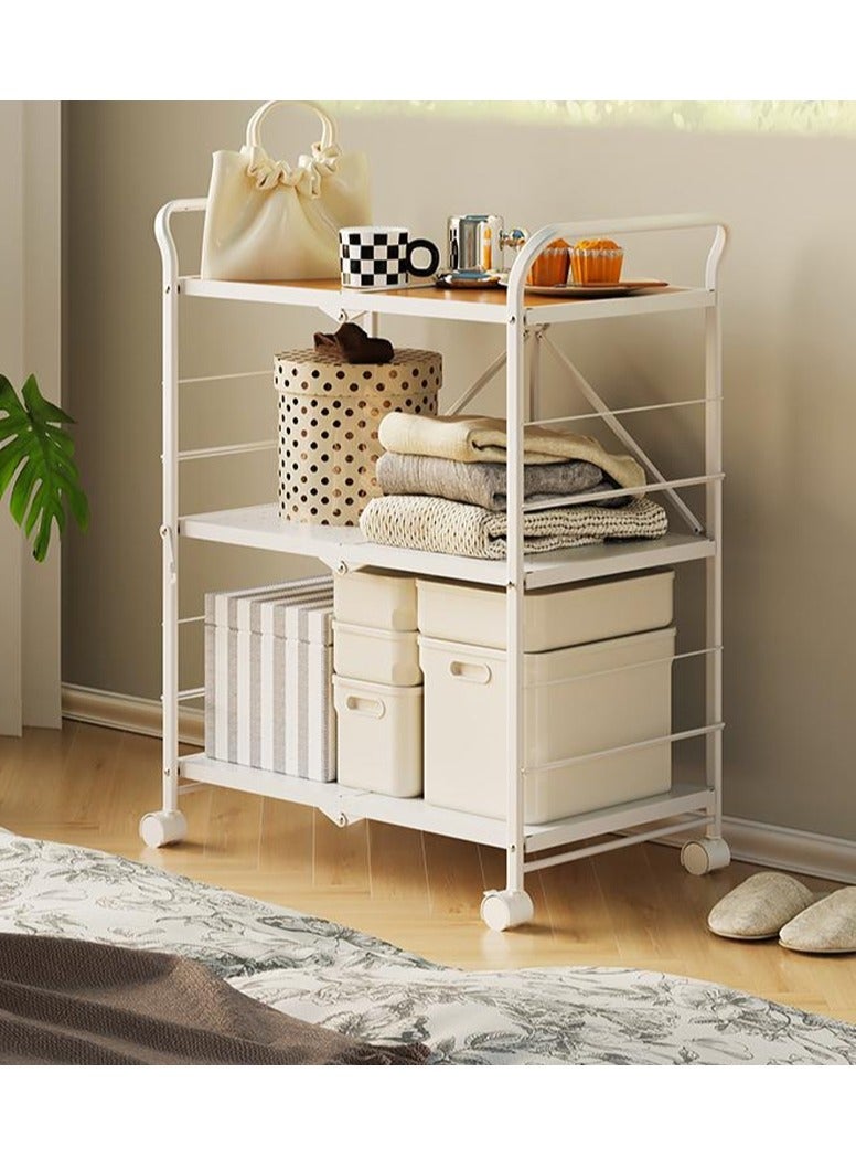 DubaiGallery 3 Tier Foldable Storage Organizer Kitchen Cabinet Storage Rack Movable Steel Storage Shelf Rack Shelf Storage Multipurpose Rack for Living Room Bedroom Kitchen Garage - Image 3