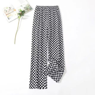 Summer Womens Ice Silk Pants Middle-aged and Elderly Loose Casual Home Pants Elacto Plus Fat Mother Pants Square Sports No.24 Black and White Nine-point Straight Pants - pzsku/Z803C9AA62DBFB970BBB1Z/45/1750432137/119ffdb3-8c4b-45d4-946a-90700141262c
