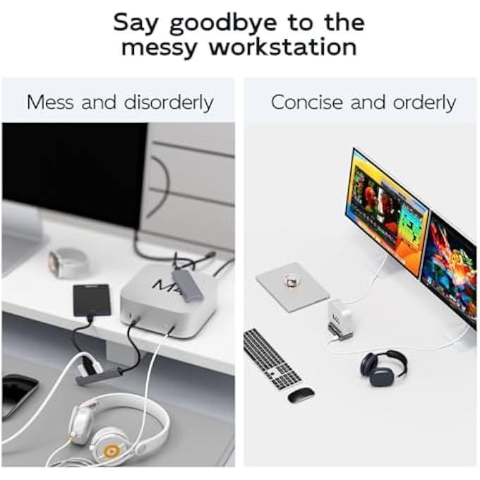 rayihni MAC MINI M4 DOCK & STAND WITH SATA NVME ENCLOSURE, MAC MINI M4 PRO HUB WITH 2XUSBA 3.1, 1XUSBA 2.0, USB C DATA PORT UP TO 10GBPS, RJ45 GIGABIT NETWORK PORT, HD 4K PORT, SD/TF SLOT - Image 2