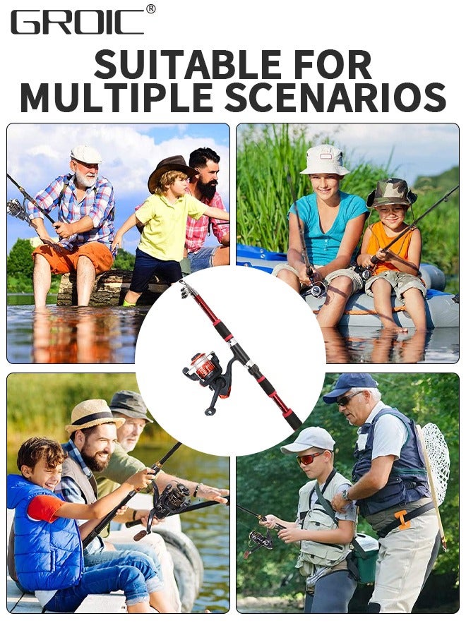 GROIC Lures Set Hard Sea Fishing Rod and Reel Combos, Portable Telescopic Fishing Rod and Reel Combo Kit, with Carrier Bag, Fishing Gear, Fishing Lures, Complete Sea Pole Kit - Image 4
