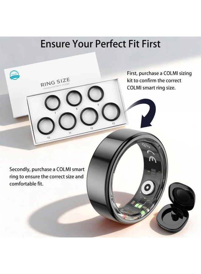ColMi R02 Smart Ring, a Smart Ring for Women and Men, with a Charging case, Supports Heart Rate, Blood Oxygen, Sleep Health Monitoring, and Sports Tracking Ring. (Black, 12# Perimeter: 6.78cm) - Image 2