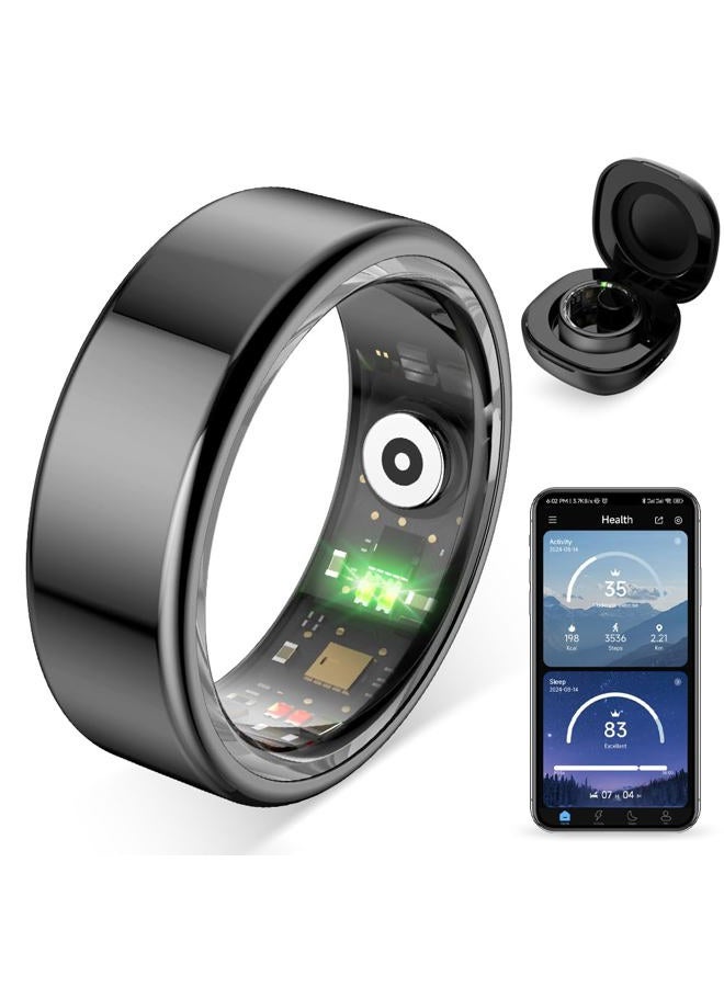 ColMi R02 Smart Ring, a Smart Ring for Women and Men, with a Charging case, Supports Heart Rate, Blood Oxygen, Sleep Health Monitoring, and Sports Tracking Ring. (Black, 12# Perimeter: 6.78cm) - Image 1