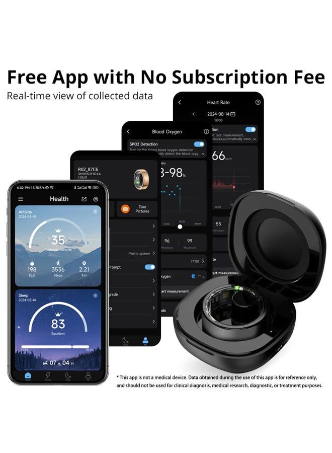 ColMi R02 Smart Ring, a Smart Ring for Women and Men, with a Charging case, Supports Heart Rate, Blood Oxygen, Sleep Health Monitoring, and Sports Tracking Ring. (Black, 12# Perimeter: 6.78cm) - Image 4