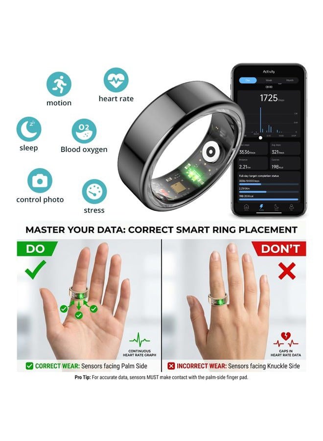 ColMi R02 Smart Ring, a Smart Ring for Women and Men, with a Charging case, Supports Heart Rate, Blood Oxygen, Sleep Health Monitoring, and Sports Tracking Ring. (Black, 12# Perimeter: 6.78cm) - Image 5