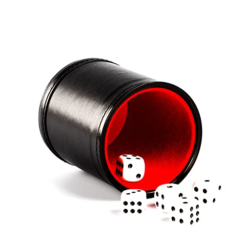 Magic Vosom Felt Lined Professional Dice Cup with 5 Dice Quiet for Yahtzee Game 1 PCS - Image 1