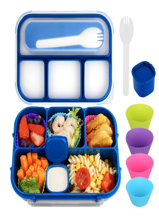 MaMix Bento Box Adult Lunch Box, Lunch Box Kids, Lunch Containers for Adults/Kids/Students,1300ML-4 Compartment Bento Box (bright blue) - Image 1