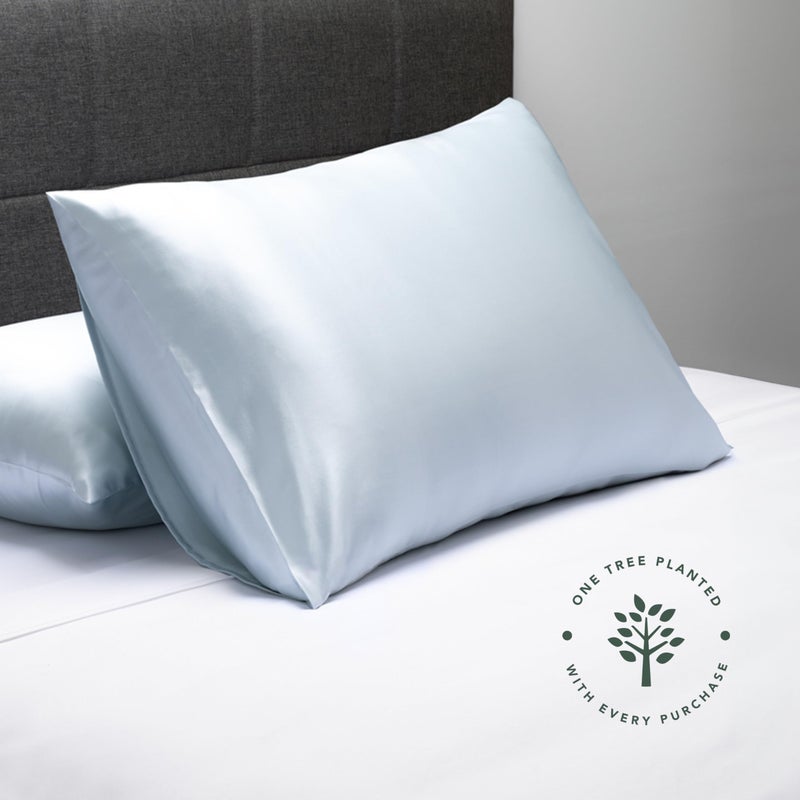 Fishers Finery Fishers Finery 30mm 100% Pure Mulberry Silk Pillowcase Set  Good Housekeeping Quality Tested (Blue  Standard  2 Pack)  - Image 3