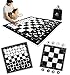 Swooc Games 3in1 Giant Chess Checkers Chess Tac Toe Game with Mat 4ft x 4ft MachineWashable Canvas 5 Big Foam Discs Giant Chess Set Outdoor Checkers Board Game for Adults Kids - Image 2