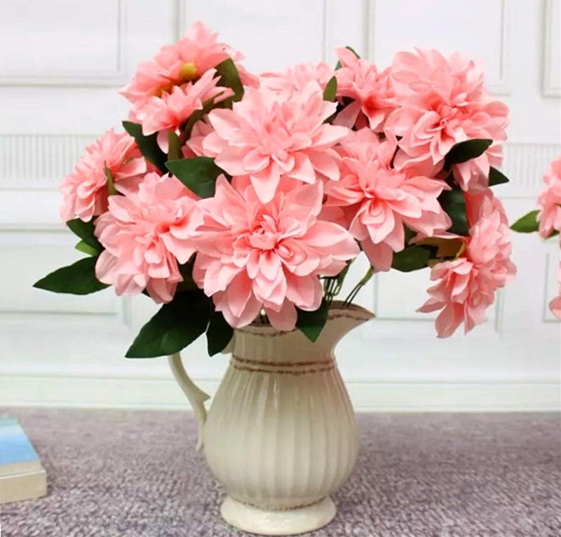 HoYuanFlo HoYuanFlo 10 Heads Dahlia Fake Flowers Artificial Dahlia Flowers for Home Wedding Party Office Supplies (Pink) - Image 3