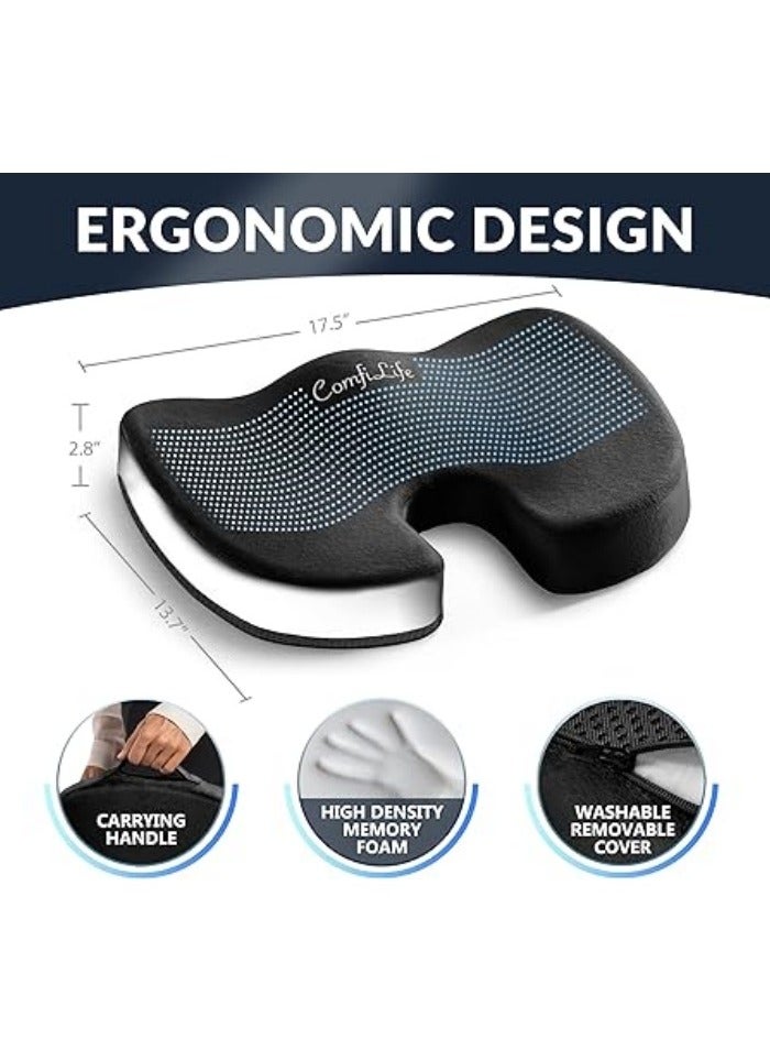 Gel Enhanced Seat Cushion – Office Chair Cushion – Non-Slip Gel & Memory Foam Coccyx Cushion for Tailbone Pain - Desk Chair Car Seat Cushion Driving - Sciatica & Back Pain Relief - Image 3