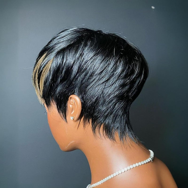 Yviann Pixie Cut Wig Human Hair Short Pixie Wigs for Black Women Human Hair Glueless Full Machine Made Wig Glueless Wear and Go Natural Color F1B30 - Image 5