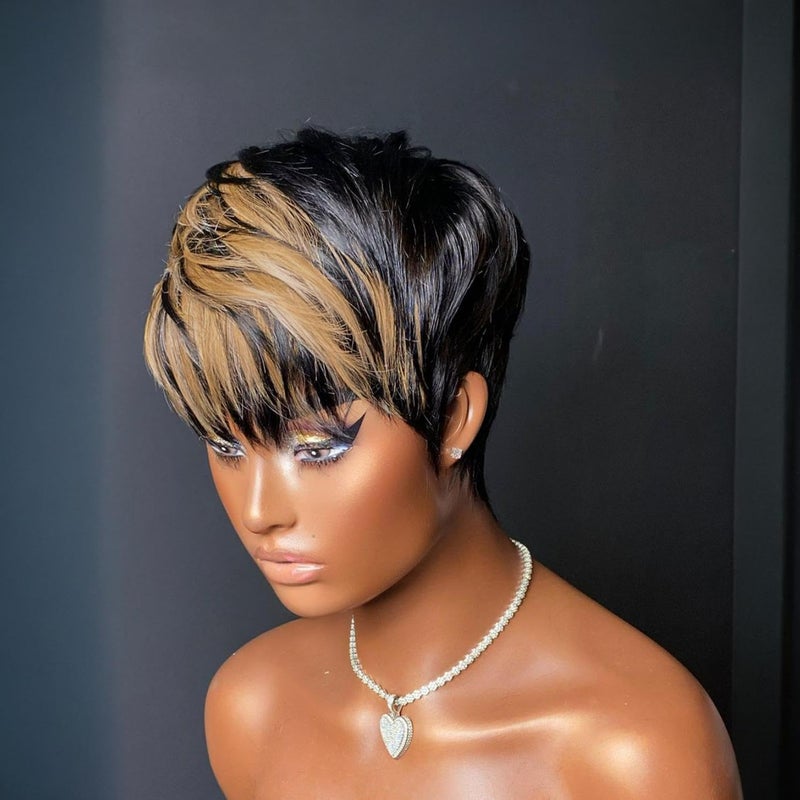 Yviann Pixie Cut Wig Human Hair Short Pixie Wigs for Black Women Human Hair Glueless Full Machine Made Wig Glueless Wear and Go Natural Color F1B30 - Image 3