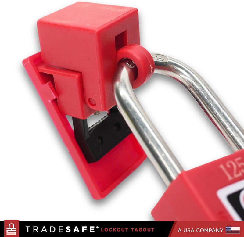 TRADESAFE Circuit Breaker Lockout Device, 10 Pack, 120/277 Volt, Clamp-on Single Pole Breaker Lock Out Device, OSHA Compliant - Image 4