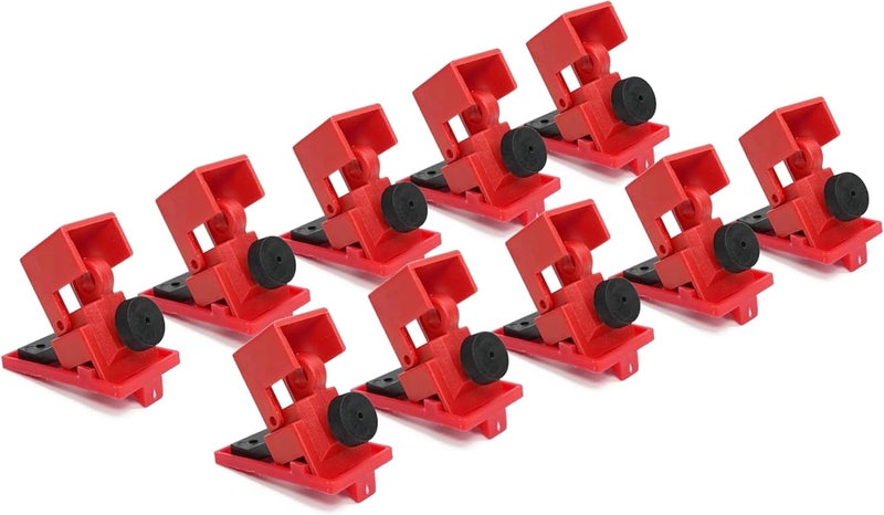 TRADESAFE Circuit Breaker Lockout Device, 10 Pack, 120/277 Volt, Clamp-on Single Pole Breaker Lock Out Device, OSHA Compliant - Image 1