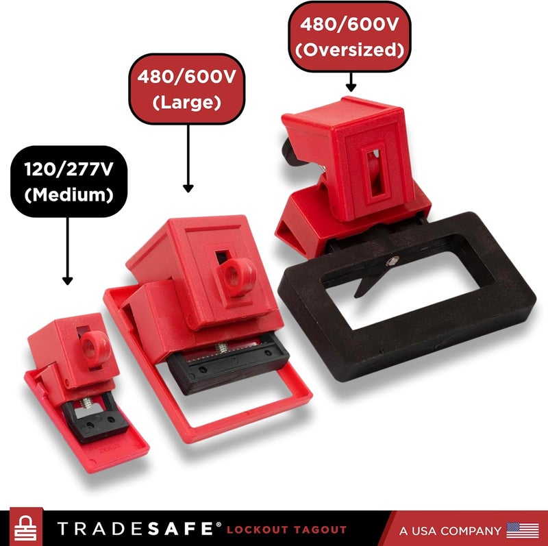 TRADESAFE Circuit Breaker Lockout Device, 10 Pack, 120/277 Volt, Clamp-on Single Pole Breaker Lock Out Device, OSHA Compliant - Image 3