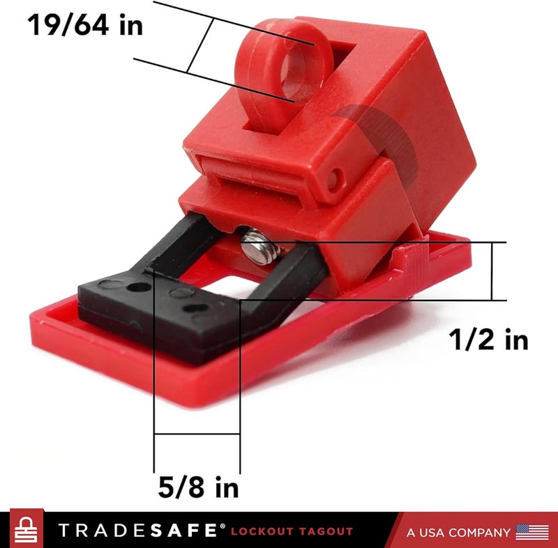 TRADESAFE Circuit Breaker Lockout Device, 10 Pack, 120/277 Volt, Clamp-on Single Pole Breaker Lock Out Device, OSHA Compliant - Image 2