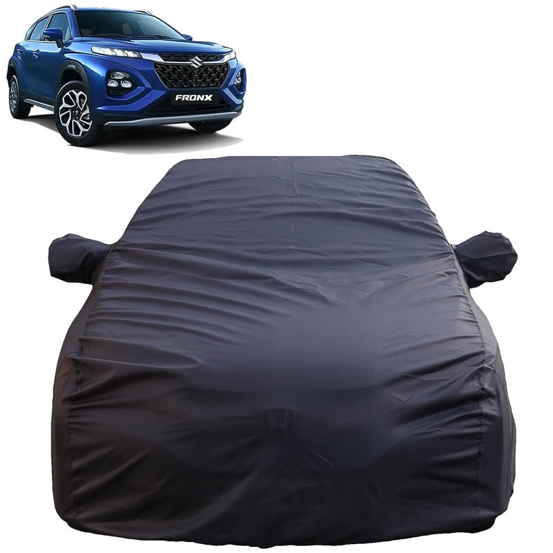 Autofact Fronx Waterproof Car Cover with Mirror Pockets, Grey Color, 4x4 American Matty,Triple Stitched, Compatible with Maruti Fronx Car Cover (2023/2024), Fronx Car Accessories - Image 1