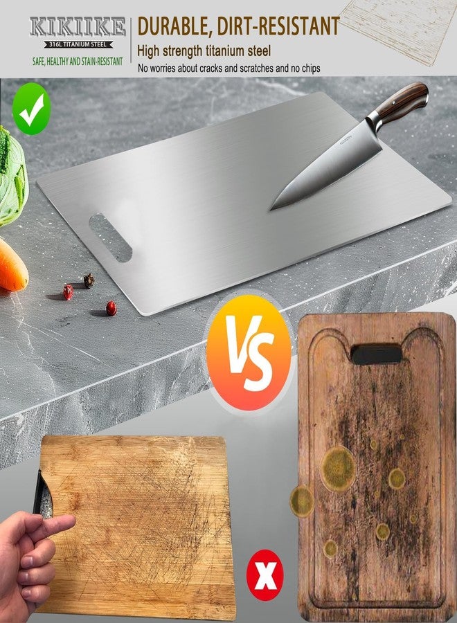 KIKIIKE 100% Pure Titanium Kitchen Double-Sided Cutting Board - Non-stick, Durable and Easy to Clean (18 x 12 in) - Image 3