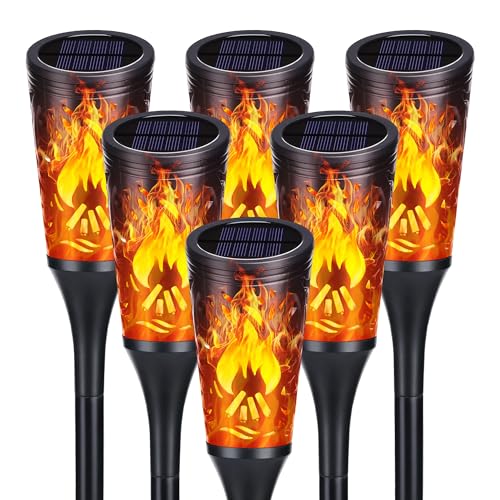 Toodour Solar Lights Outdoor 6 Pack Solar Torch Lights with Flickering Flame IP65 Waterproof Yard Lights Landscape Decoration Lighting for Outside Garden Lawn Pathway Patio Decorations - Image 1