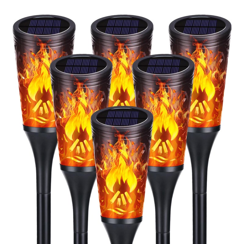 Toodour Solar Lights Outdoor 6 Pack Solar Torch Lights with Flickering Flame IP65 Waterproof Yard Lights Landscape Decoration Lighting for Outside Garden Lawn Pathway Patio Decorations - Image 2